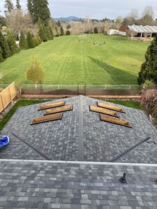 newly installed roof with skylights