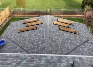 newly installed roof with skylights